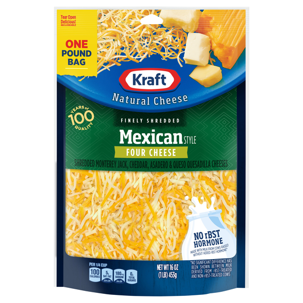 Kraft Finely Shredded Mexican Style Four Cheese Blend