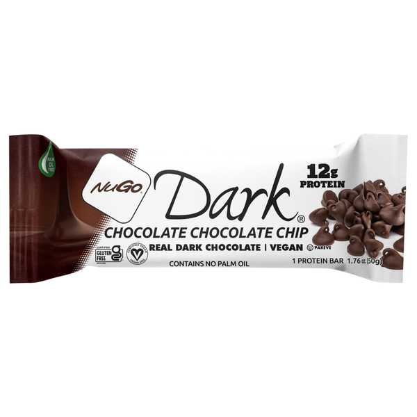 NuGo Gluten Free Vegan Dark Chocolate Chocolate Chip 12g Protein Bar