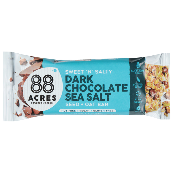 88 Acres Nut & Gluten Free Dark Chocolate Sea Salt Seed + Oat Bar