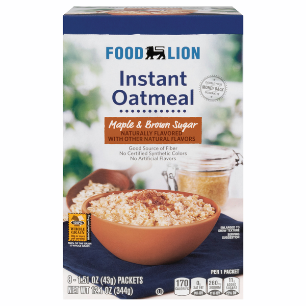 Food Lion Maple & Brown Sugar Instant Oatmeal - 8 ct