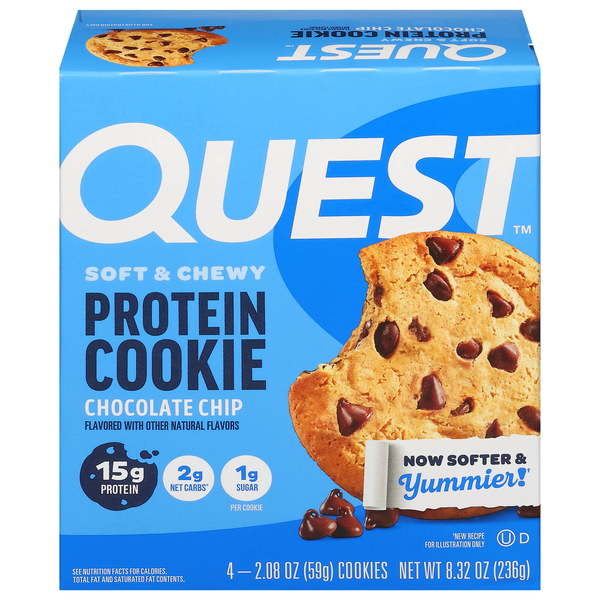 Quest Keto Friendly Chocolate Chip 15g Protein Soft & Chewy Cookie - 4 ct