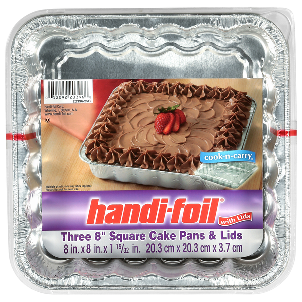 Handi-Foil ECO-Foil Square Cake Pans & Lids 8 Inch