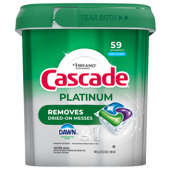 Cascade Platinum Dawn Fresh Scent Dishwasher Detergent ActionPacs - 59 ct