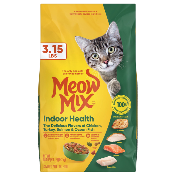 Meow Mix Indoor Health Chicken Turkey Salmon & Fish Adult Dry Cat Food
