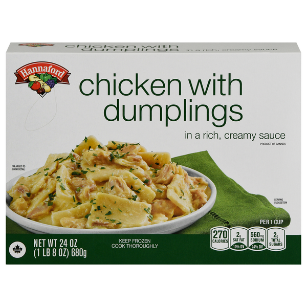 Hannaford Chicken with Dumplings In Rich Creamy Sauce Frozen Meal