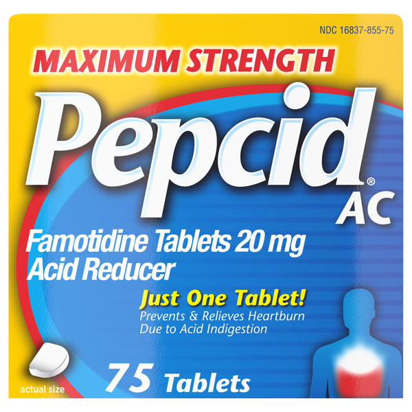 Pepcid AC Acid Reducer Famotidine 20 mg Tablets Maximum Strength