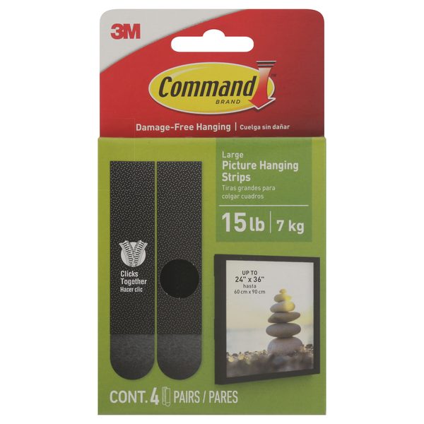Command 3M Picture Hanging Strips Black Large