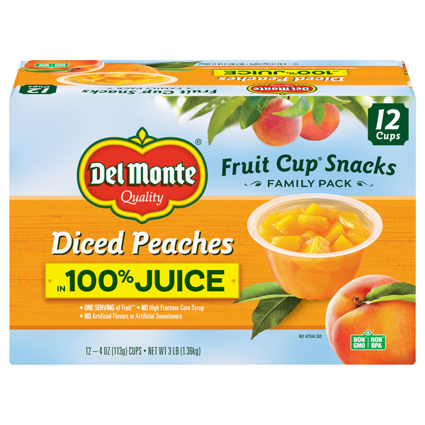 Save on Del Monte Fruit Cups Snacks Peaches Diced in Juice Family Pack