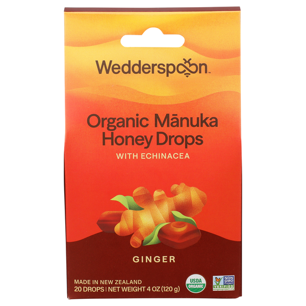 Wedderspoon Organic Manuka Honey Ginger with Echinacea Drops