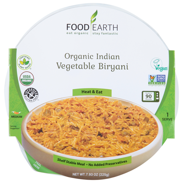 Food Earth Indian Vegetable Biryani Medium Gluten Free Organic
