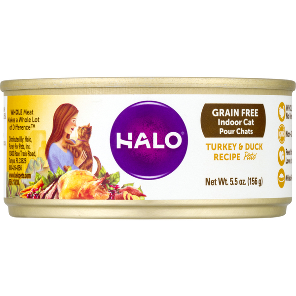 Save on Halo Indoor Wet Cat Food Turkey & Duck Recipe Pate Grain Free