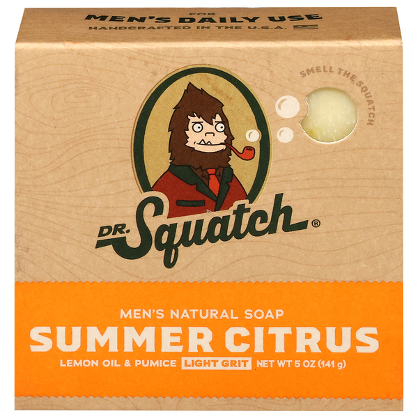 Dr. Squatch Men's Natural Summer Citrus Light Grit Soap Bar