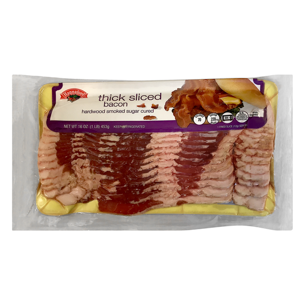 Hannaford Hardwood Smoked Sugar Cured Thick Cut Bacon Sliced