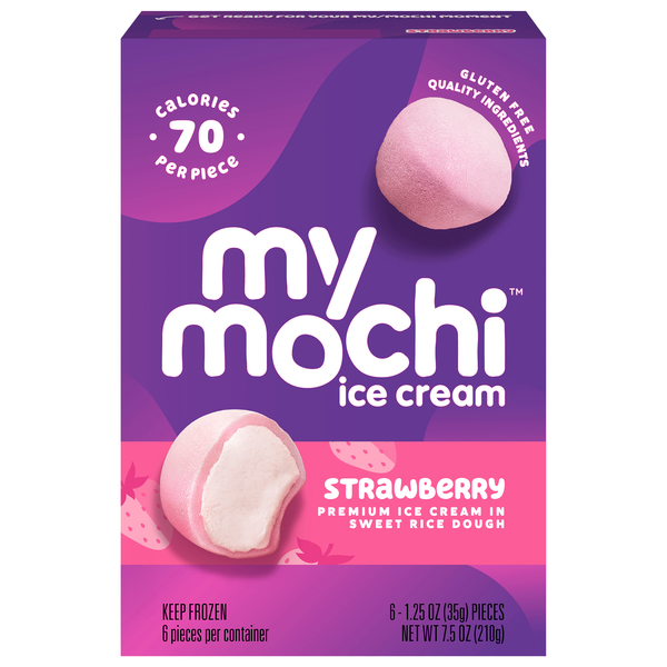 My Mochi Strawberry Ice Cream in Sweet Rice Dough - 6 ct