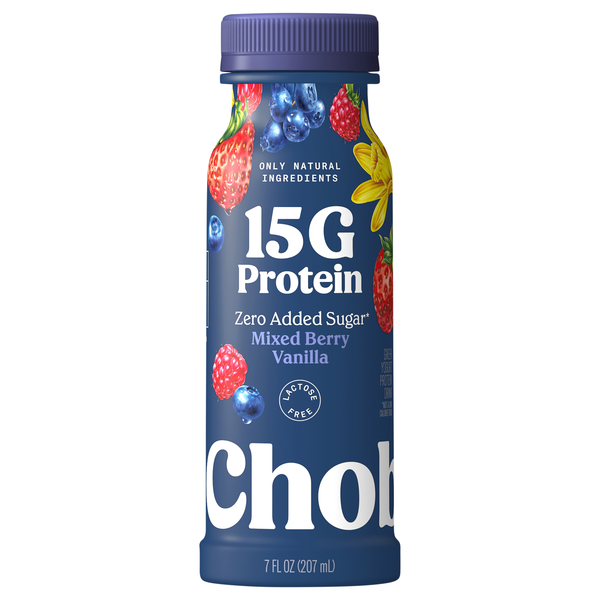 Chobani 15g Protein No Added Sugar Mixed Berry Vanilla Greek Yogurt Drink