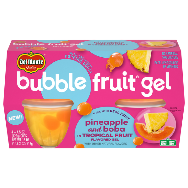 Del Monte Pineapple & Boba in Tropical Bubble Fruit Gel - 4 ct