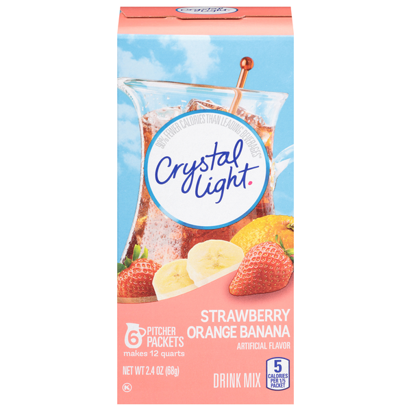 Crystal Light Pitcher Packets Drink Mix Strawberry Orange Banana - 6 ct