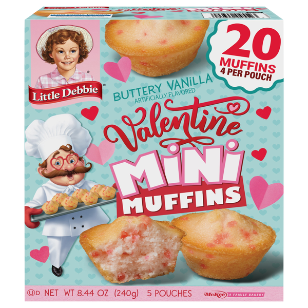 Little Debbie Buttery Vanilla Valentine Mini Muffins Family Pack - 5 ct