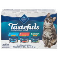BLUE Tastefuls Natural Pate Variety Pack Adult Wet Cat Food 3 oz/12 ct