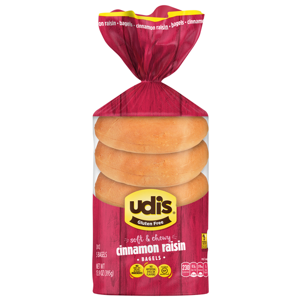 Udi's Gluten Free Cinnamon Raisin Bagels - 5 ct Frozen