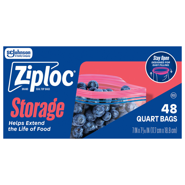 Ziploc Double Zipper Quart Storage Bags