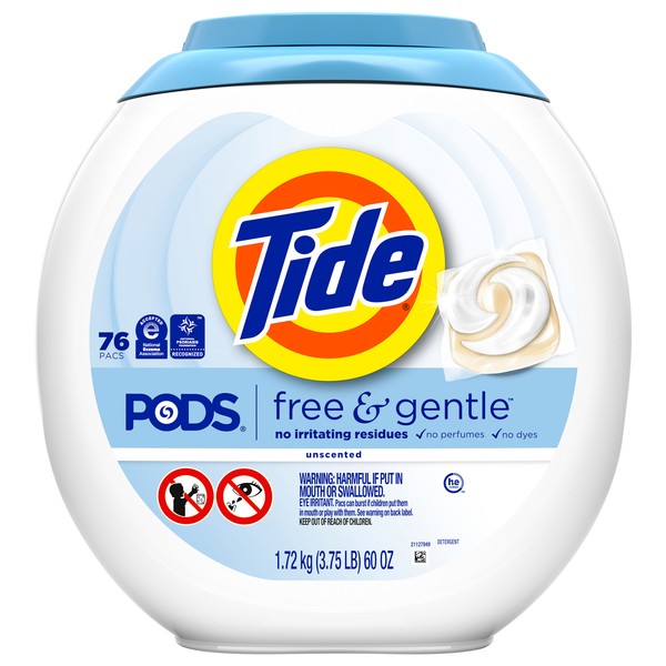 Tide PODS Free & Gentle Laundry Detergent Pacs - 76 ct