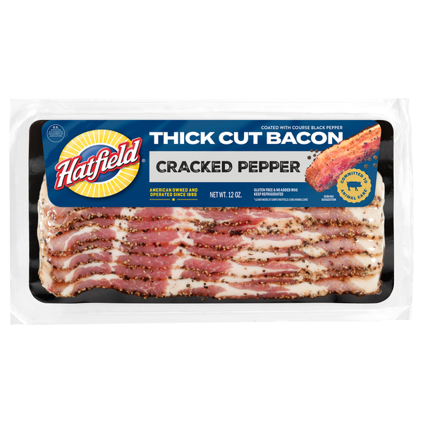 Hatfield Cracked Pepper Thick Cut Bacon Sliced