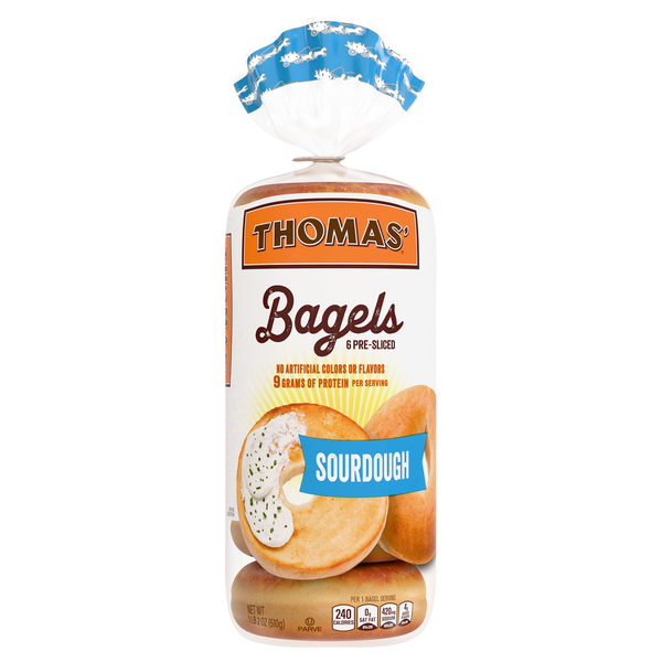 Thomas' Sourdough Pre-Sliced Bagels - 6 ct