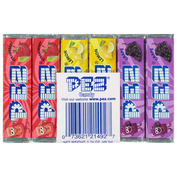 PEZ Strawberry/Lemon/Grape Candy Refills - 6 ct