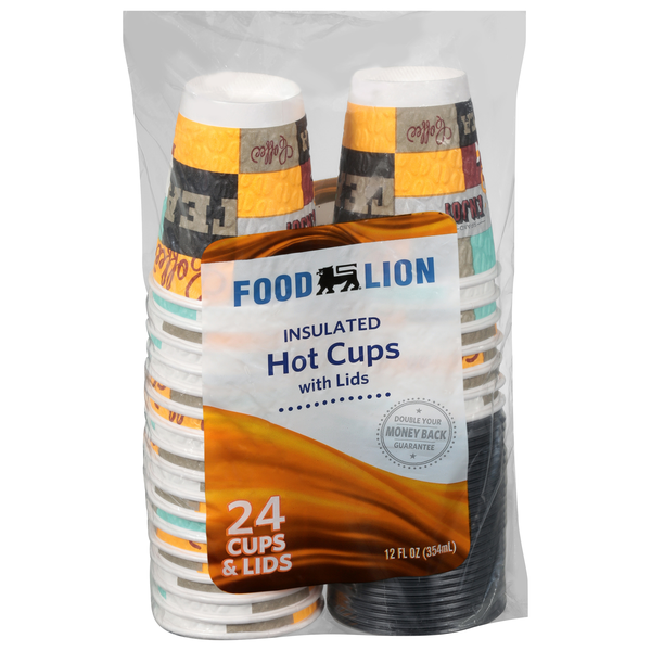 Food Lion Insulated Paper Hot Cups with Lids