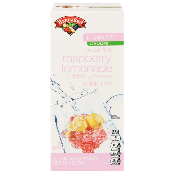 Hannaford Low Calorie Sugar Free Raspberry Lemonade Drink Mix Pitcher Size