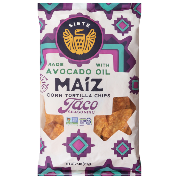 Siete Maiz Gluten Free Avocado Oil Taco Seasoning Corn Tortilla Chips