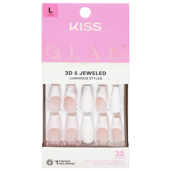 Kiss Glam 3D & Jeweled Press-On Nails Long Length