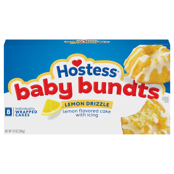 Hostess Lemon Drizzle Baby Bundts Snack Cakes - 8 ct