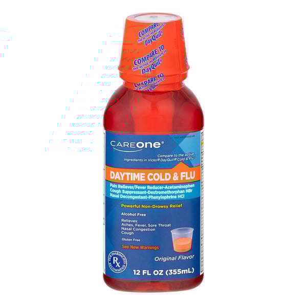 CareOne Daytime Cold & Flu Pain Reliever Cough & Nasal Decongestant Liquid