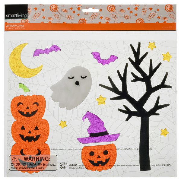 Smart Living Halloween Window Clings Ghost/Jack O'Lanterns/Tree Ages 3+