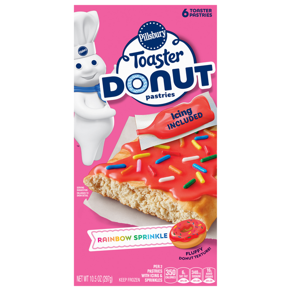 Pillsbury Rainbow Sprinkle Toaster Donut Pastries - 6 ct Frozen