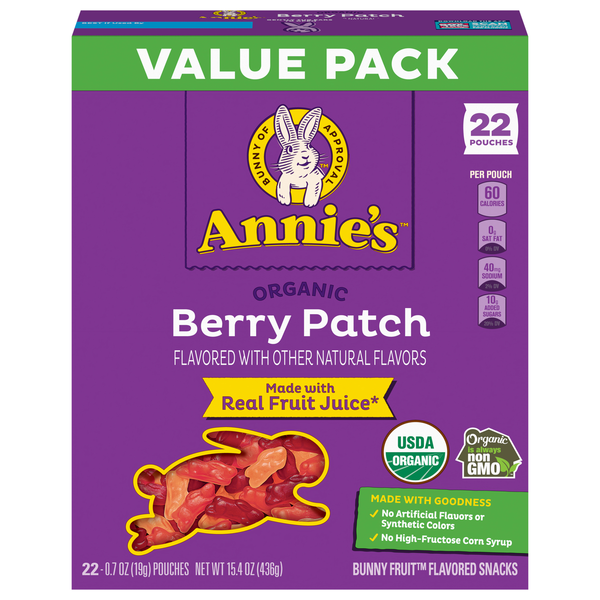 Annie's Organic Berry Patch Bunny Fruit Flavored Snacks - 22 ct
