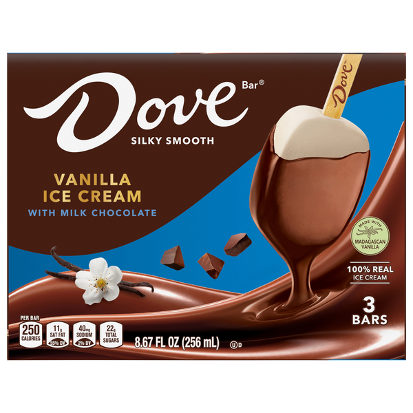 DOVE Vanilla with Milk Chocolate Ice Cream Bars - 3 ct