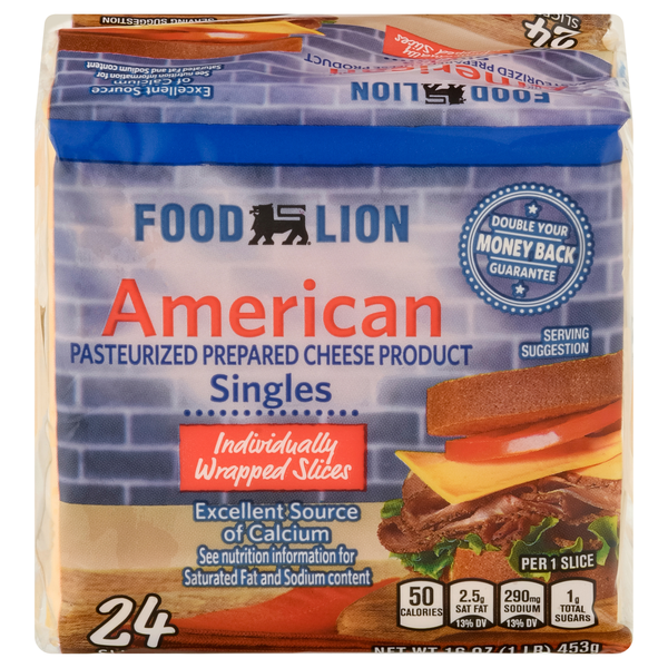 Food Lion Singles Yellow American Cheese Slices - 24 ct