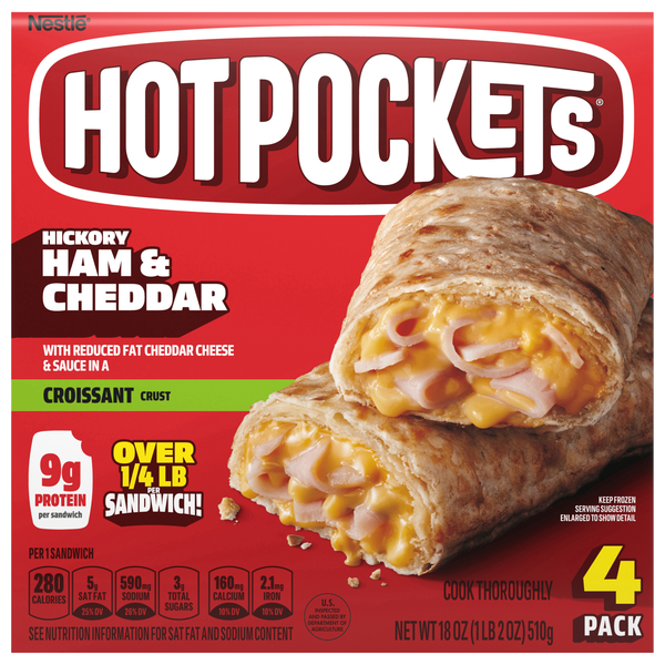 HOT POCKETS Ham & Cheese Croissant Crust Sandwiches - 4 ct Frozen