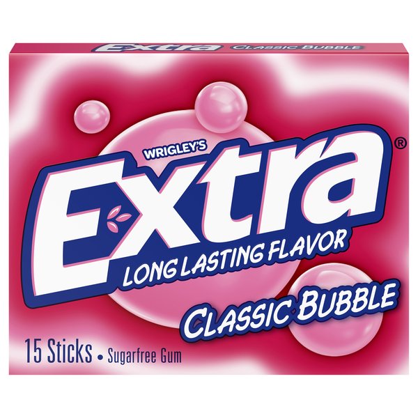 Extra Sugar Free Gum Classic Bubble Single Pack