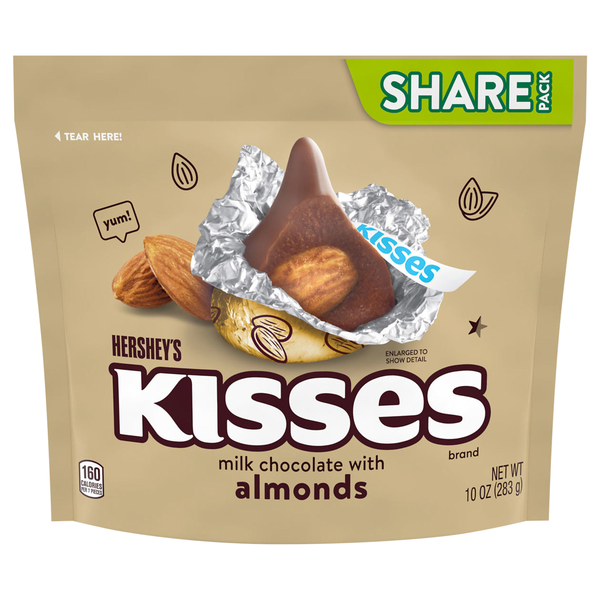 Hershey's KISSES Milk Chocolate Candy with Almonds Share Pack