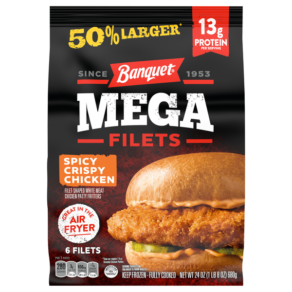 Banquet MEGA Spicy Crispy Chicken Filets - 6 ct Frozen