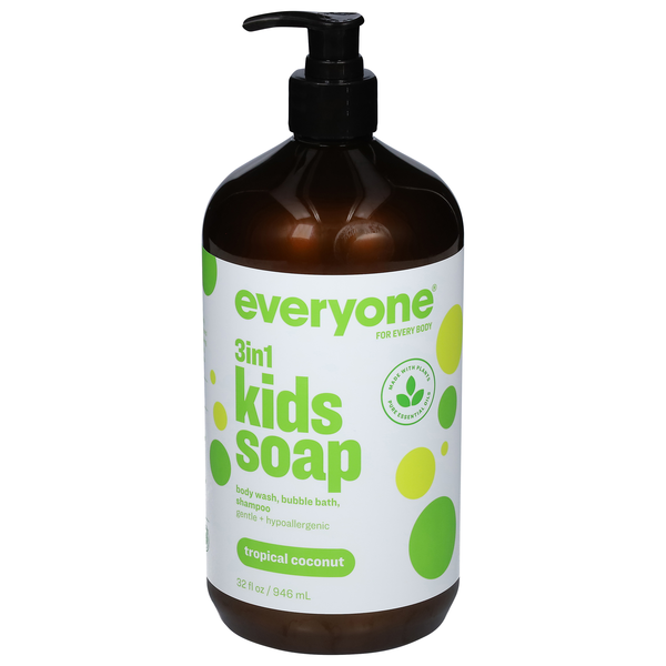 Everyone Tropical Coconut 3-in-1 Kids Soap Body Wash Bubble Bath & Shampoo
