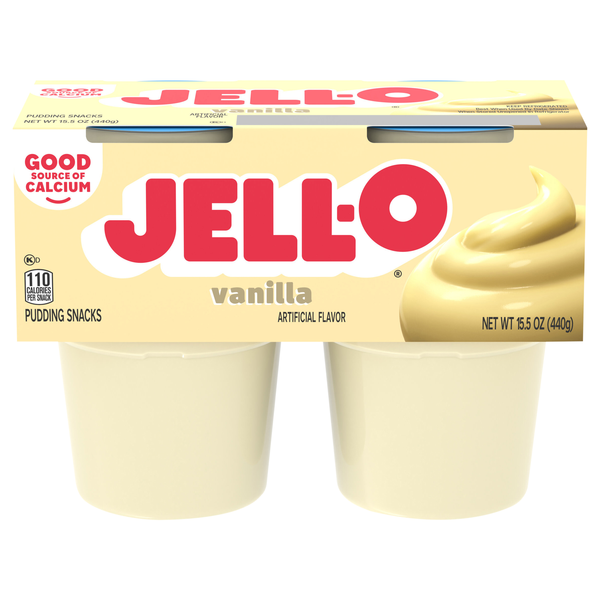 Jell-O Vanilla Pudding Snack Cups - 4 ct