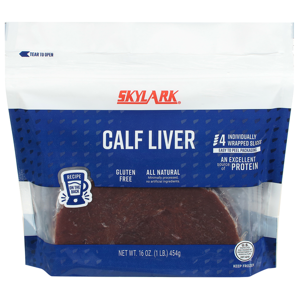 Skylark Calf Liver Sliced - 4 ct Frozen
