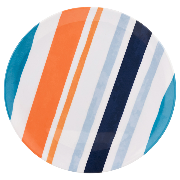 Smart Living Salad Plate White/Blue/Orange Stripes