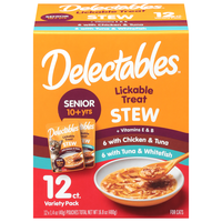 Delectables Stew Senior 10 yrs+ Variety Pack Lickable Cat Treat - 12 ct