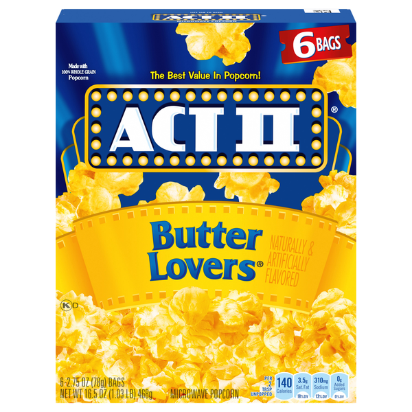 Act II Butter Lovers Microwave Popcorn - 6 ct